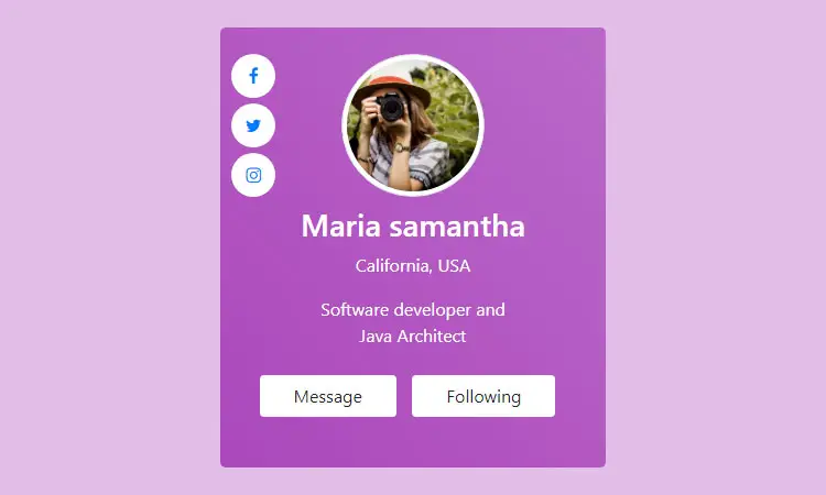 Bootstrap 4 user profile with hover effects