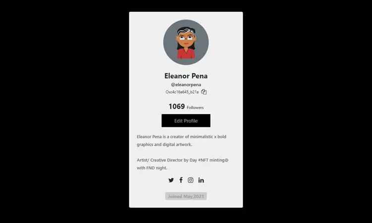 Bootstrap 5 Profile card with animation