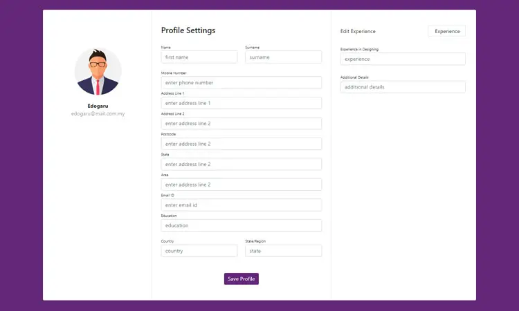 Bootstrap 5 edit user profile template
