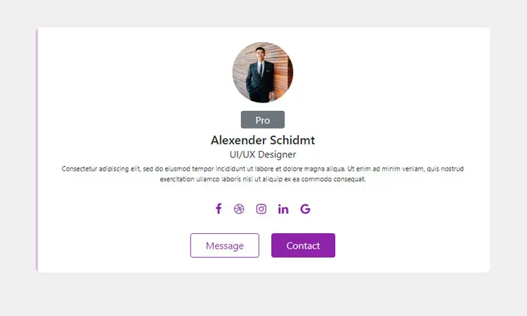 Bootstrap 5 user social profile with transition effect