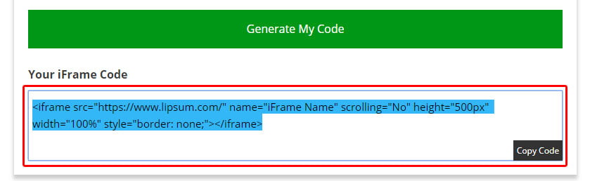 iframe generator code