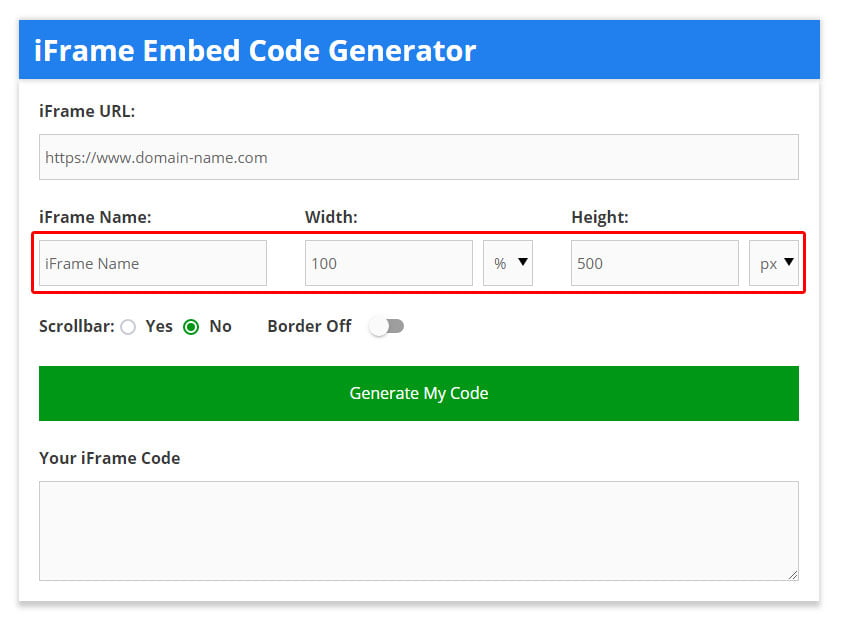 iframe generator options