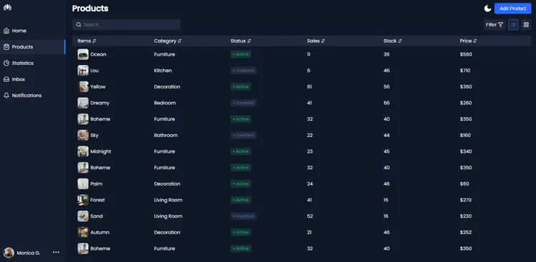 products-dashboard-ui